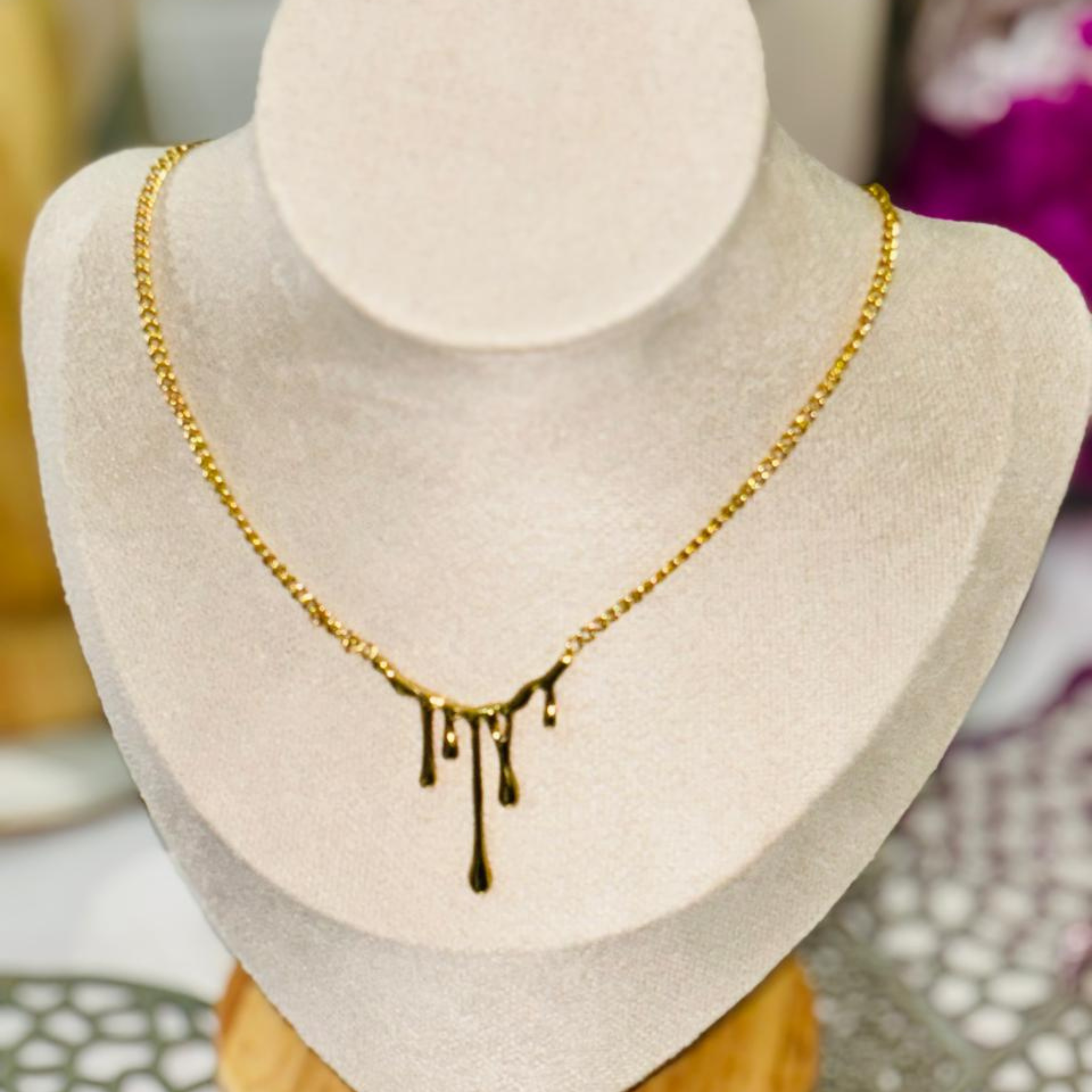 Bold Gold-Tone Molten Drip Necklace