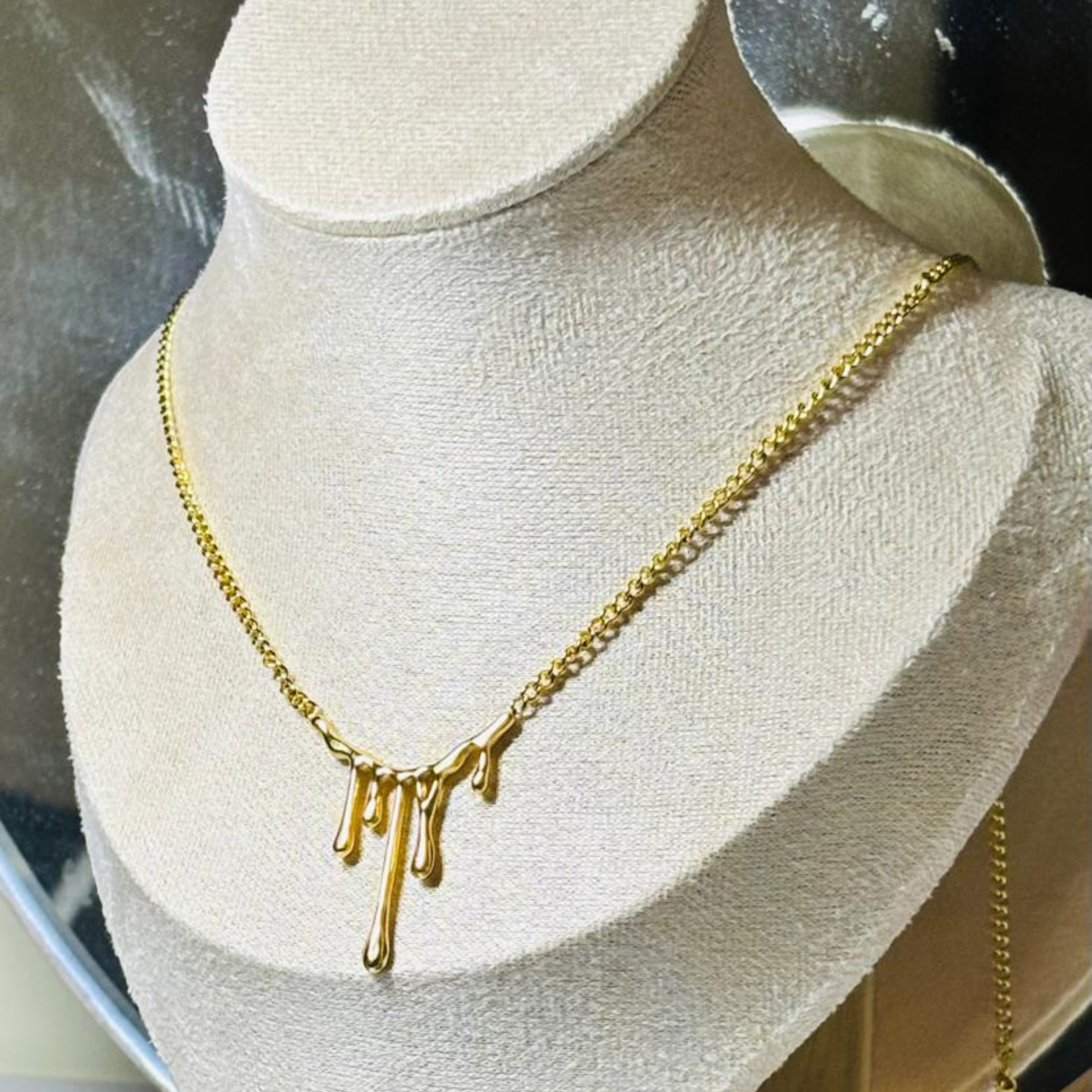 Bold Gold-Tone Molten Drip Necklace
