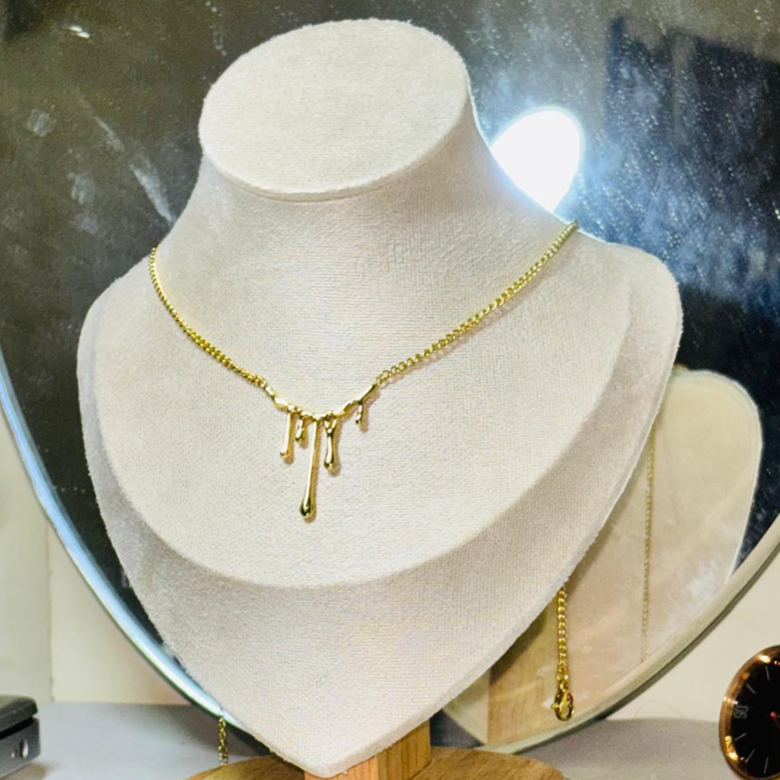 Bold Gold-Tone Molten Drip Necklace
